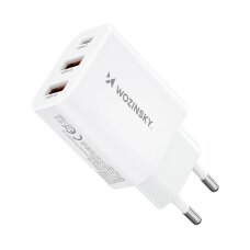 Sieninis įkroviklis Wozinsky CWCUCW 30W USB-C / 2x USB-A – baltas