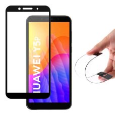 Akcija! Wozinsky Full Cover Flexi Nano Glass Hibridinis Apsauginis Stiklas Huawei Y5P Juodais Kraštais