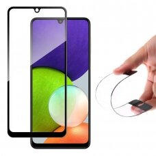 Ekrano Apsauginis Stiklas su Rėmeliu Wozinsky Full Cover Flexi Nano Glass Hybrid Screen Protector Samsung Galaxy A22 4G Juodas