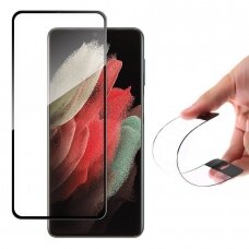 Wozinsky Full Cover Flexi Nano Glass Hybrid Screen Protector Samsung Galaxy S21 5G juodais kraštais