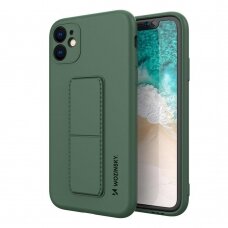 Wozinsky Kickstand Lankstaus Silikono Dėklas Su Stovu iPhone 11 Pro Tamsiai Žalias NDRX65