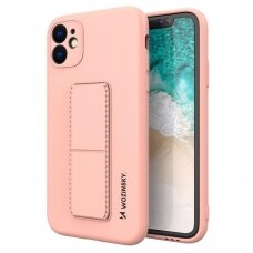 Wozinsky Kickstand Lankstaus Silikono Dėklas Su Stovu iPhone 12 mini Rožinis NDRX65