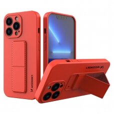 Silkoninis dėklas su stoveliu Wozinsky Kickstand flexible iPhone 13 Pro raudonas