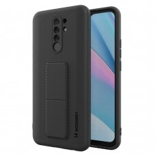 Wozinsky Kickstand Lankstaus Silikono Dėklas Su Stovu Xiaomi Redmi 9 Juodas