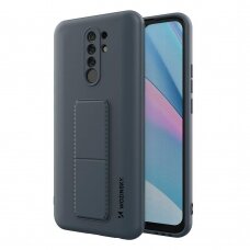 Wozinsky Kickstand Lankstaus Silikono Dėklas Su Stovu Xiaomi Redmi 9 Mėlynas