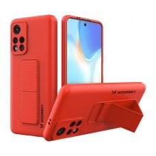 Dėklas Wozinsky Kickstand Silicone Xiaomi Poco M4 Pro 5G Raudonas