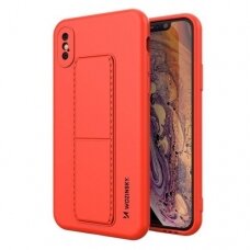 Wozinsky Kickstand Lankstaus Silikono Dėklas Su Stovu iPhone XS Max Raudonas