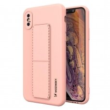 Wozinsky Kickstand Lankstaus Silikono Dėklas Su Stovu iPhone XS Max Rožinis