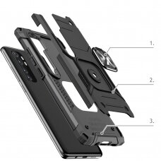 Dėklas Wozinsky Ring Armor Xiaomi Redmi Note 10 Pro Juodas
