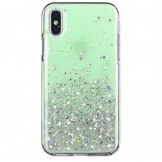 Blizgus TPU dėklas Wozinsky Star Glitter Samsung Galaxy A02s žalias