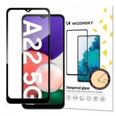 Ekrano Apsauginis Stiklas Su Rėmeliu, tinka su dėklu Wozinsky Tempered Glass Full Glue Super Tough Samsung Galaxy A22 5G Juodas