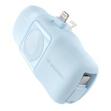 Išorinė baterija Wozinsky WF16-YLS 5000mAh 15W Lightning Mini su integruotu USB-C laidu ir Apple Watch įkrovikliu – mėlyna