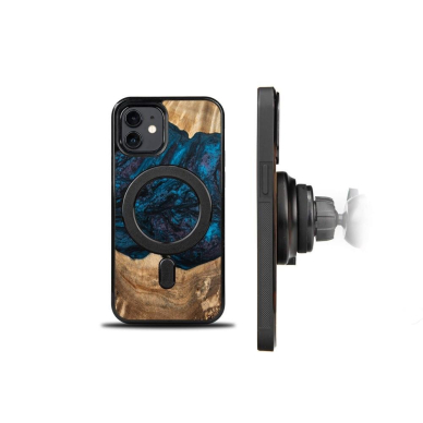 Dėklas iš Medžio ir Resino skirta iPhone 12/12 Pro MagSafe Bewood Unique Neptune - Navy Mėlynas &amp  Juodas 1