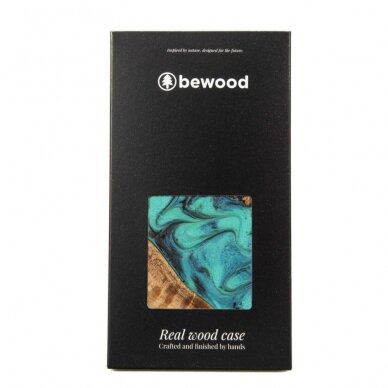 Dėklas iš Medžio ir Resino skirta iPhone 13 Mini Bewood Unique Turquoise - Turquoise Juodas 3