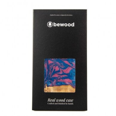 Dėklas iš Medžio ir Resino skirta iPhone 13 Mini Bewood Unique Vegas - rožinis - Mėlynas 3