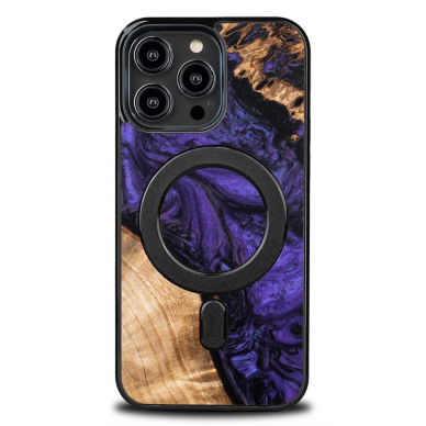 Dėklas iš Medžio ir Resino skirta iPhone 14 Pro Max MagSafe Bewood Unique violetinis - Purple and Juodas