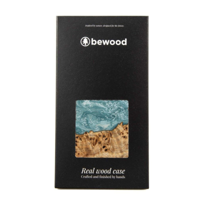 Dėklas iš Medžio ir Resino skirta iPhone 15 Plus Bewood Unique Uranus - Mėlynas and Baltas 4