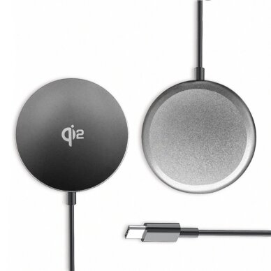 Belaidis įkroviklis Wozinsky 15W Wireless Qi2 – juodas 1 Belaidis įkroviklis Wozinsky 15W Wireless Qi2 – juodas 1