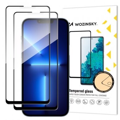Apsauginis stiklas Wozinsky Tempered Glass Full Glue 2 vnt iPhone 13 Pro Max juodais kraštais