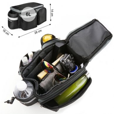 Wozinsky Bicycle Bike Pannier Bag Rear Trunk Bag With Shoulder Strap And Bottle Case 6L Black (Wbb3Bk) 1