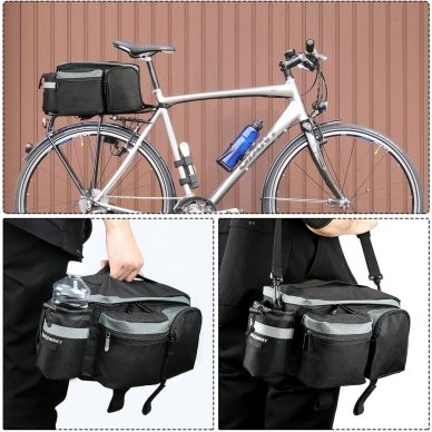 Wozinsky Bicycle Bike Pannier Bag Rear Trunk Bag With Shoulder Strap And Bottle Case 6L Black (Wbb3Bk) 4