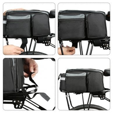 Wozinsky Bicycle Bike Pannier Bag Rear Trunk Bag With Shoulder Strap And Bottle Case 6L Black (Wbb3Bk) 5
