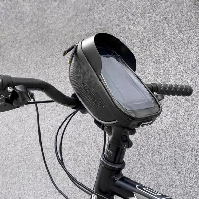Krepšys Dviračiui montuojamas ant vairo + Telefono Laikiklis pritaikytas liečiamajam ekranui Wozinsky Bicycle Front Frame Handlebar Bag Touch Screen Phone Holder 1L Juodas (WBB16BK) 15