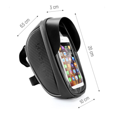 Krepšys Dviračiui montuojamas ant vairo + Telefono Laikiklis pritaikytas liečiamajam ekranui Wozinsky Bicycle Front Frame Handlebar Bag Touch Screen Phone Holder 1L Juodas (WBB16BK) 2