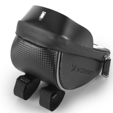 Krepšys Dviračiui montuojamas ant vairo + Telefono Laikiklis pritaikytas liečiamajam ekranui Wozinsky Bicycle Front Frame Handlebar Bag Touch Screen Phone Holder 1L Juodas (WBB16BK) 8