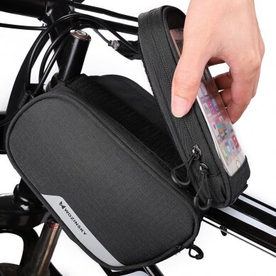 Wozinsky Bike Front Storage Bag Bicycle Frame Phone Case 6,5 Inch Max 1,5L Juodas (Wbb7Bk) 2