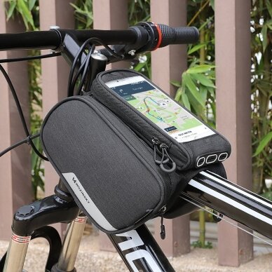 Wozinsky Bike Front Storage Bag Bicycle Frame Phone Case 6,5 Inch Max 1,5L Juodas (Wbb7Bk) 9