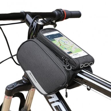 Wozinsky Bike Front Storage Bag Bicycle Frame Phone Case 6,5 Inch Max 1,5L Juodas (Wbb7Bk)