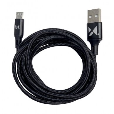 Kabelis Wozinsky USB - microUSB 2,4A 1m Juodas (WUC-M1B) 3