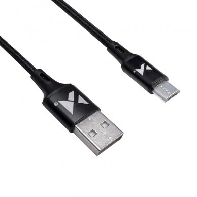 Kabelis Wozinsky USB - microUSB 2,4A 1m Juodas (WUC-M1B) 2