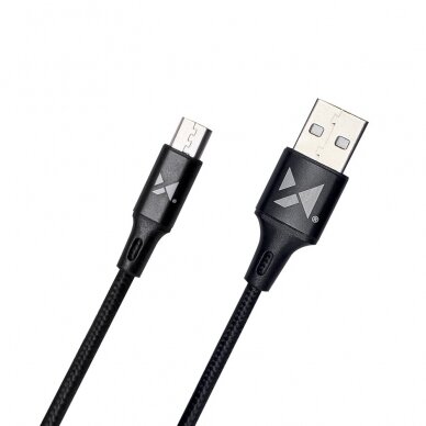 Kabelis Wozinsky USB - microUSB 2,4A 1m Juodas (WUC-M1B) 1