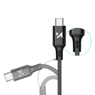 Kabelis Wozinsky USB - USB Type C 2,4A 1m Juodas (WUC-C1B) 2
