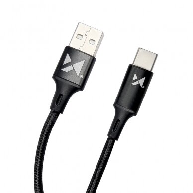 Kabelis Wozinsky USB - USB Type C 2,4A 1m Juodas (WUC-C1B) 3