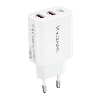 Sieninis įkroviklis Wozinsky CWCUCW 30W USB-C / 2x USB-A – baltas 1