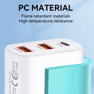 Wozinsky CWCUCW 30W USB-C / 2 x USB-A wall Įkroviklis - baltas 9 Wozinsky CWCUCW 30W USB-C / 2 x USB-A wall Įkroviklis - baltas 9