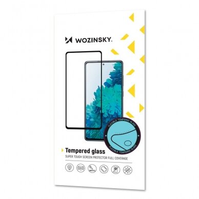 Ekrano Apsauginis Stiklas su Rėmeliu Wozinsky Full Cover Flexi Nano Glass Hybrid Screen Protector Samsung Galaxy A22 4G Juodas 4