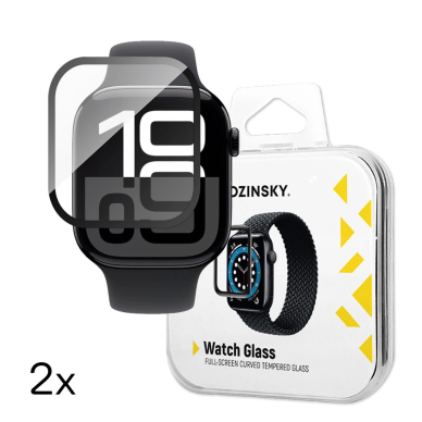 Apple Watch Series 10 42mm (2 vnt.) Wozinsky Full Glue grūdintas stiklas su juodu rėmeliu Apple Watch Series 10 42mm (2 vnt.) Wozinsky Full Glue grūdintas stiklas su juodu rėmeliu