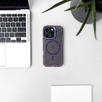 Wozinsky Glitter dėklas su MagSafe Samsung Galaxy S24 FE - violetinis su blizgučiais 6