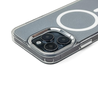 Wozinsky Glitter dėklas su MagSafe Samsung Galaxy S25 - skaidrus su blizgučiais 2