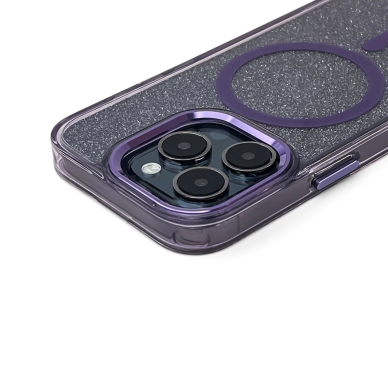 Wozinsky Glitter dėklas su MagSafe Samsung Galaxy S25 - violetinis su blizgučiais 3