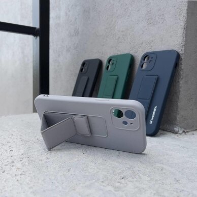 Wozinsky Kickstand Lankstaus Silikono Dėklas Su Stovu iPhone 11 Pro Pilkas 15