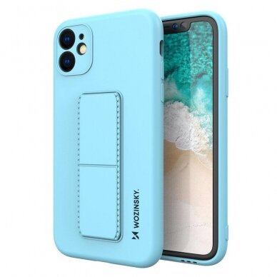 Wozinsky Kickstand Lankstaus Silikono Dėklas Su Stovu iPhone 11 Pro Max Šviesiai Mėlynas
