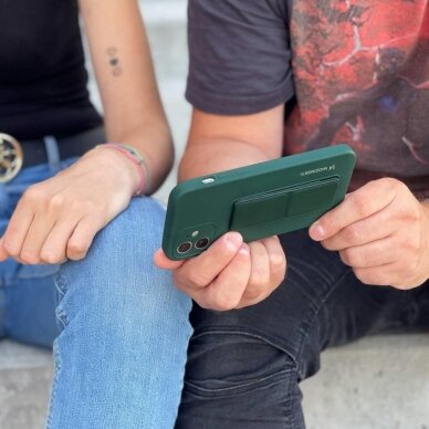 Wozinsky Kickstand Lankstaus Silikono Dėklas Su Stovu iPhone 12 mini Juodas 16