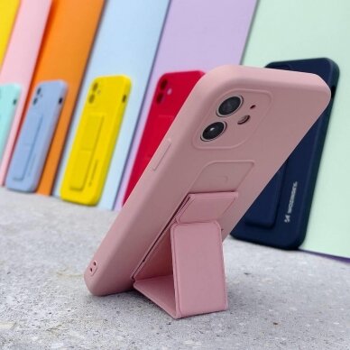 Wozinsky Kickstand Lankstaus Silikono Dėklas Su Stovu iPhone 12 mini Pilkas 14