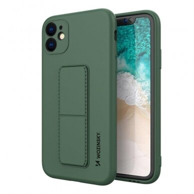 Wozinsky Kickstand Lankstaus Silikono Dėklas Su Stovu iPhone 12 Pro Max Tamsiai Žalias Wozinsky Kickstand Lankstaus Silikono Dėklas Su Stovu iPhone 12 Pro Max Tamsiai Žalias