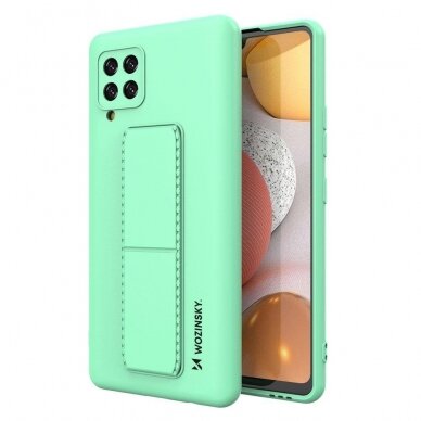 Wozinsky Kickstand Lankstaus Silikono Dėklas Su Stovu Samsung Galaxy A42 5G Mėtinis Wozinsky Kickstand Lankstaus Silikono Dėklas Su Stovu Samsung Galaxy A42 5G Mėtinis